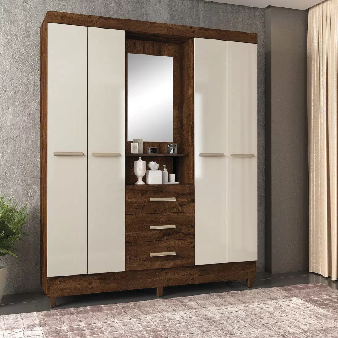 ROPERO SERENO MOVELMAX 4 PUETAS RUSTICO