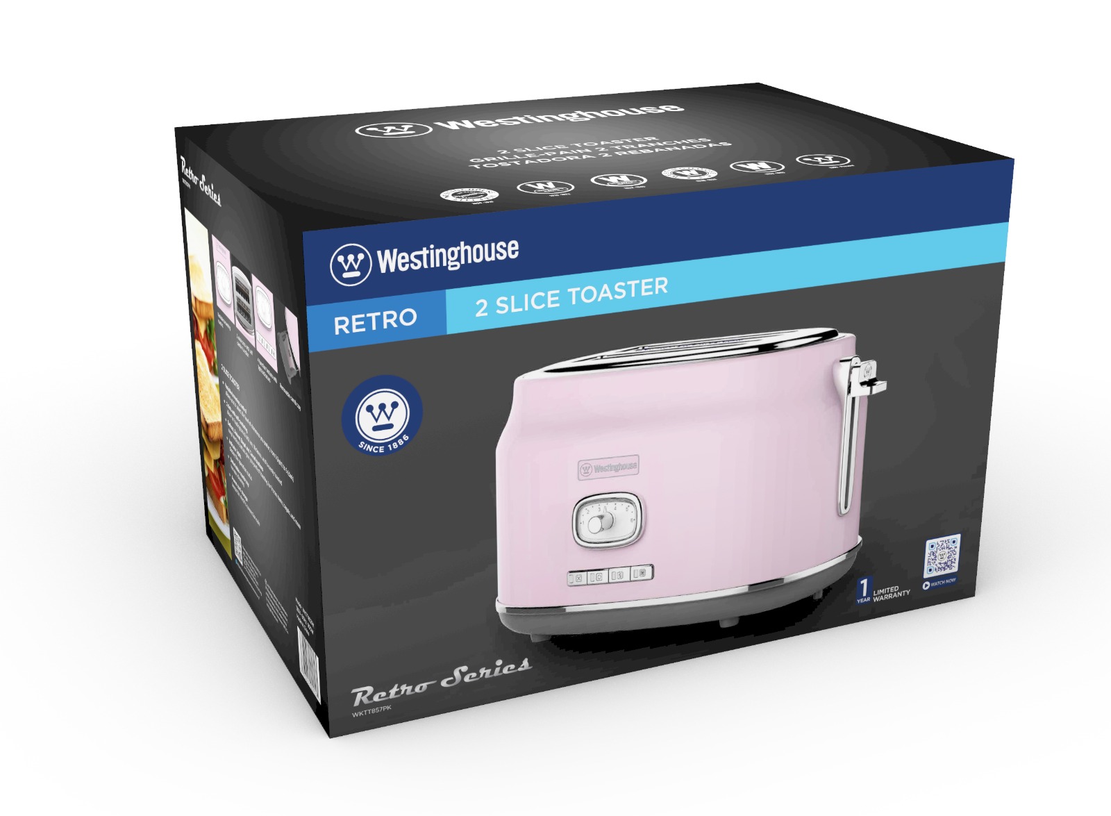 TOSTADORA WESTINGHOUSE 2P RETRO PINK WKTTB857PK