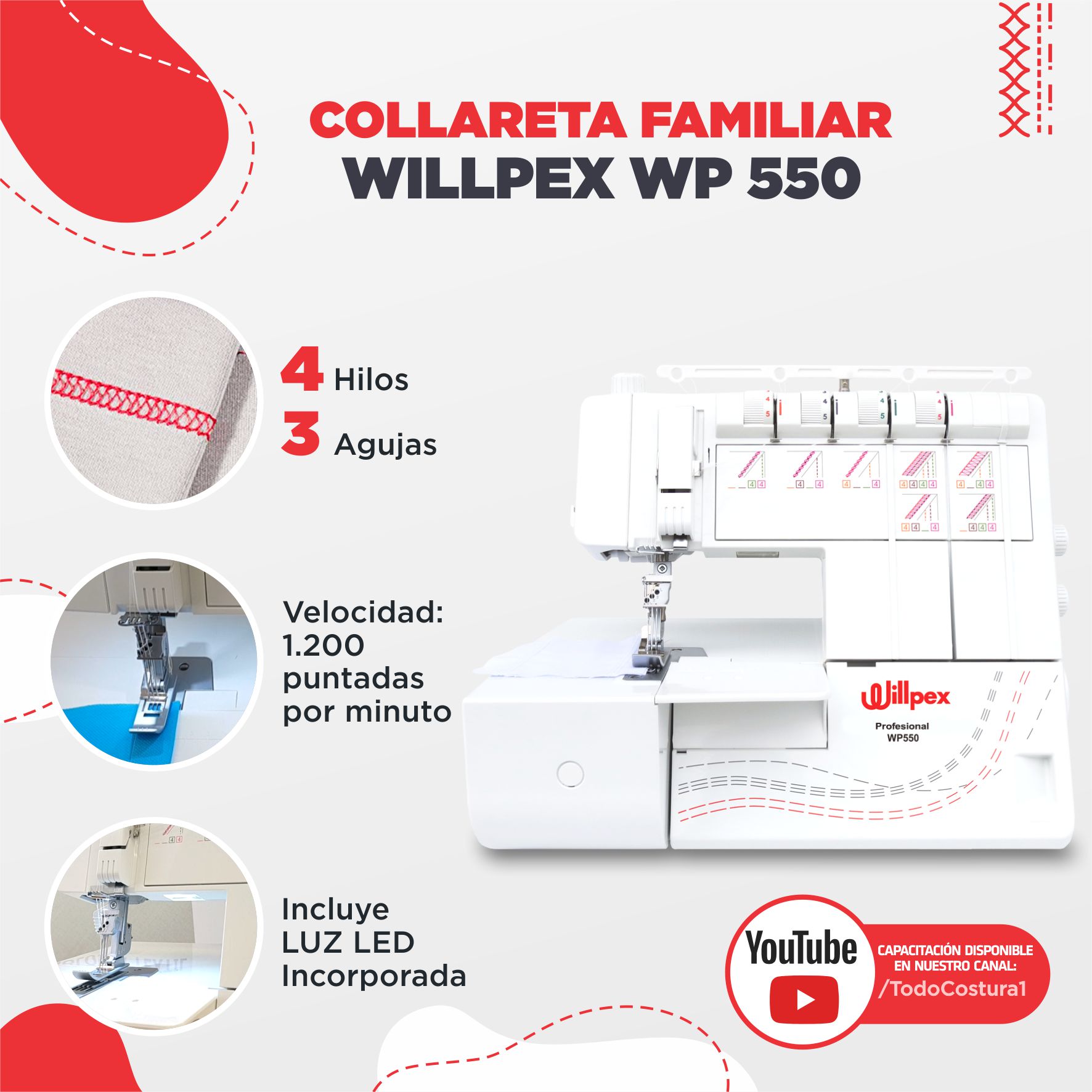 COLLARETA FAMILIAR WILLPEX WP550 (4 HILOS)